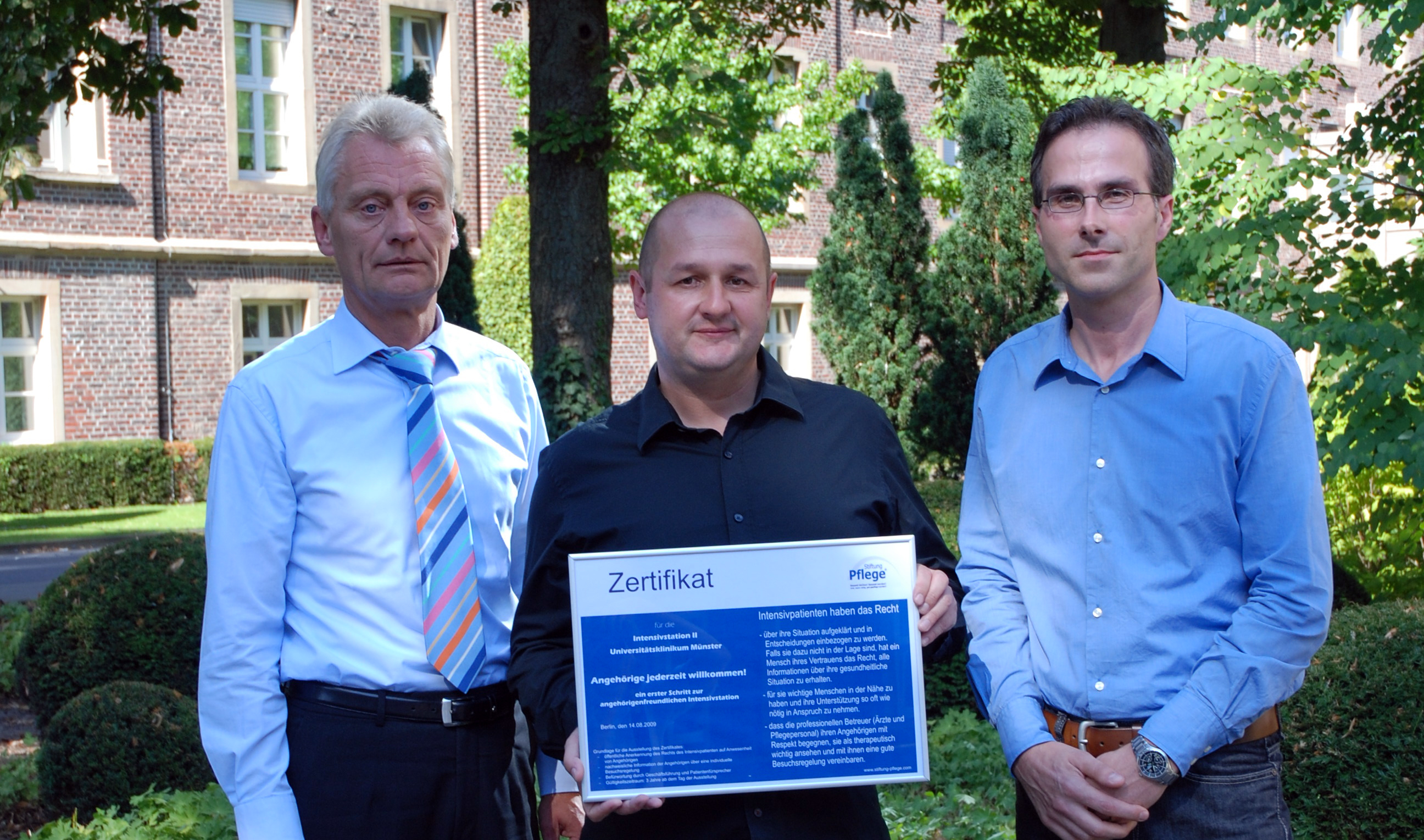 Michael Rentmeister, Andreas Bönsch und Ansgar Rausch möchten Mitte 2010 ein Zertifikat für alle UKM-Intensivstationen in den Händen halten
